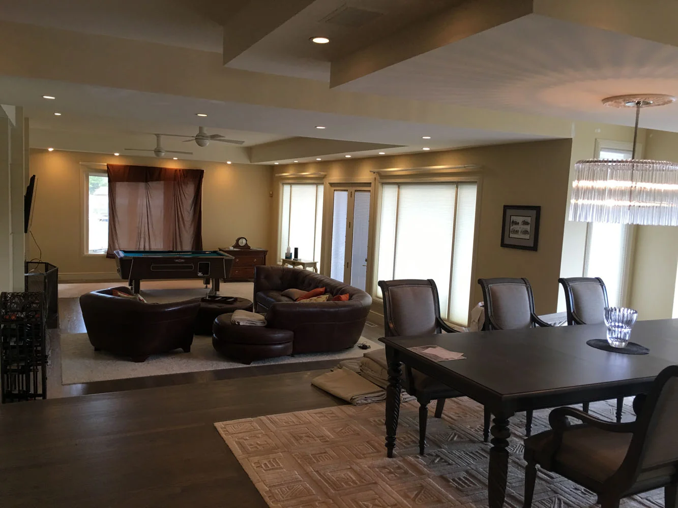 Large open living and game room