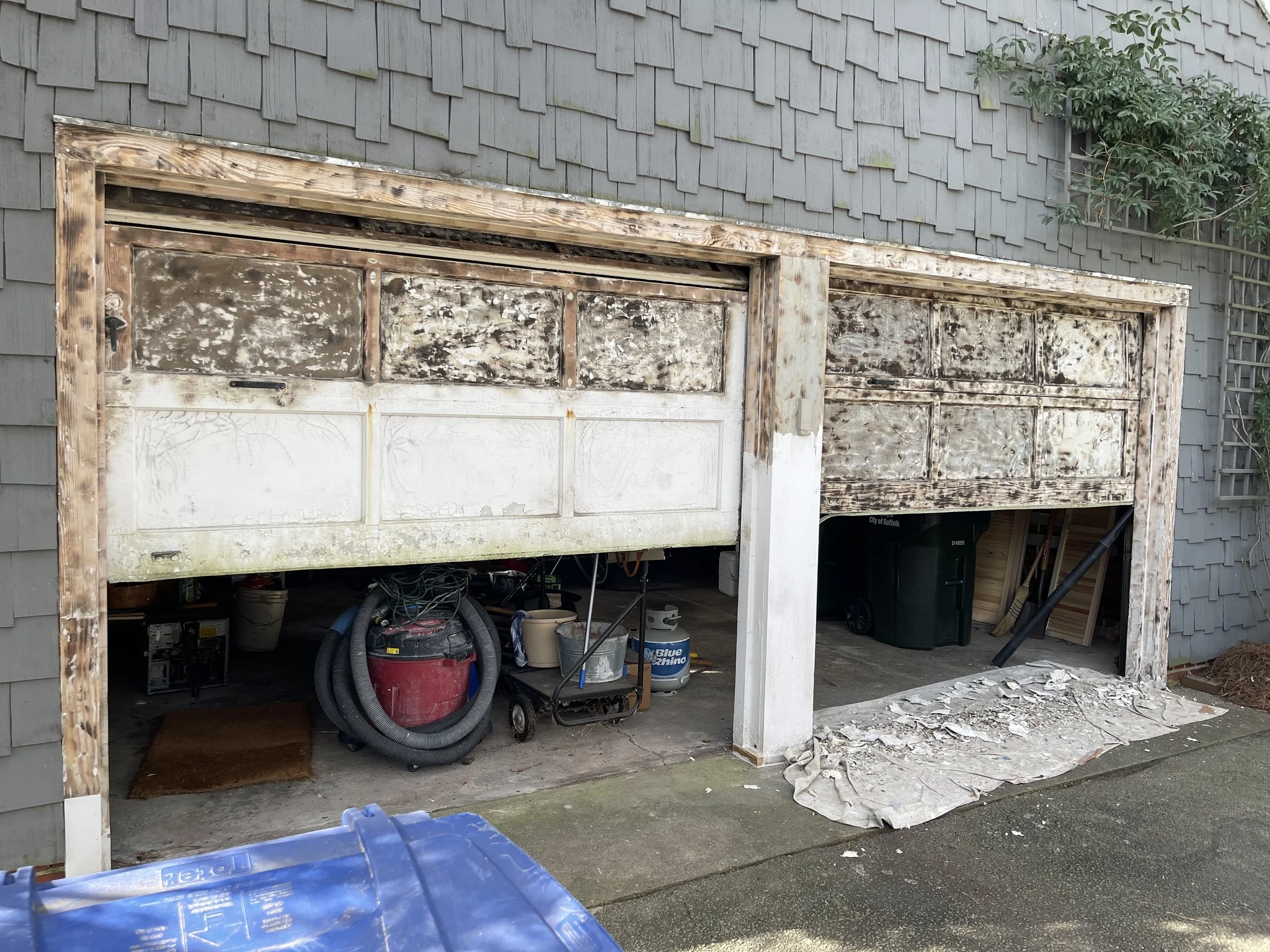 Garage door before Caspian Painting